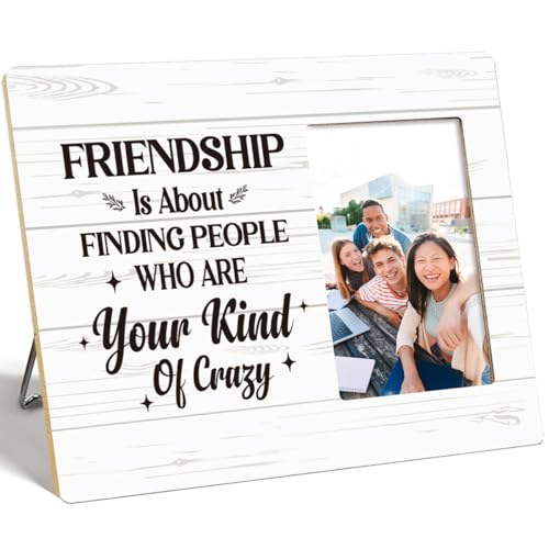 OTINGQD Bilderrahmen für Freunde, Freundschaft geht darum, Menschen zu finden, die Ihre Art von verrücktem sind, Holz-Bilderrahmen für Tisch-Wand-Display, Geschenke für Freunde, Freunde, Geschenke zum von OTINGQD