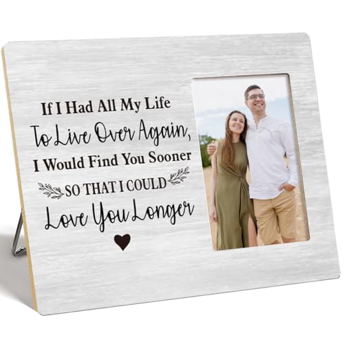 OTINGQD Bilderrahmen für Paare, mit Aufschrift "I Would Find You Sooner so That I Could Love You Longer", Holz-Bilderrahmen für Tischwand, romantische Geschenke für Paare, Geschenke zum Geburtstag von OTINGQD