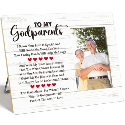 OTINGQD Bilderrahmen für Paten, Aufschrift "When It Comes to Godparents I've Got the Best to Love", Holz-Bilderrahmen für Tisch-Wanddekoration, Patengeschenke von Patenkind, Geschenke für Paten von OTINGQD