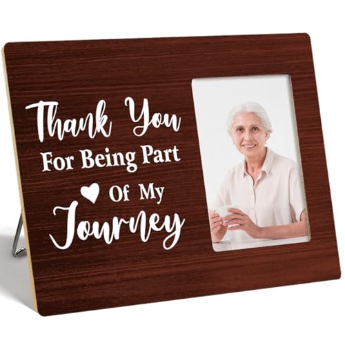 OTINGQD Bilderrahmen mit Aufschrift "Thank You for Being Part of My Journey", Holz-Bilderrahmen für Tischwand, Erntedankfest, Wertschätzungsgeschenke für Freunde, Lehrer, Eltern, Mentor von OTINGQD