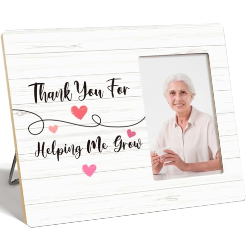 OTINGQD Bilderrahmen mit Aufschrift "Thank You for Helping Me Grow", Holz-Bilderrahmen für Tischwand, Dankeschön-Geschenke für Frauen, Wertschätzungsgeschenke für Lehrer, Eltern, Mentoren, Kollegen von OTINGQD