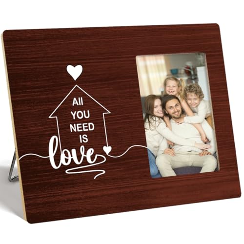 OTINGQD Familien-Bilderrahmen mit Aufschrift "All You Need Is Love", Holz-Bilderrahmen für Tischwand, Familien-Portrait-Rahmen, Familiengeschenke zu Weihnachten, Familiengeschenke für Mutter, Vater, von OTINGQD