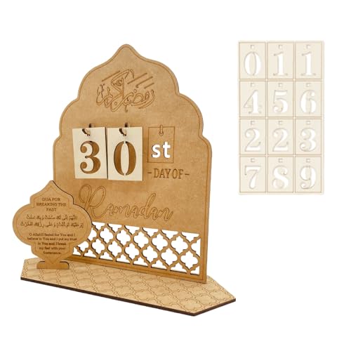 Ramadan Kalender,1 Set Eid Mubarak Adventskalender Aus Holz,DIY Ramadan Dekorationen Countdown Kalender Ornament für Zuhause (B Schloss) von OTKARXUS
