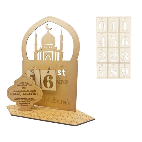 Ramadan Kalender,1 Set Eid Mubarak Adventskalender Aus Holz,DIY Ramadan Dekorationen Countdown Kalender Ornament für Zuhause (D Moschee) von OTKARXUS
