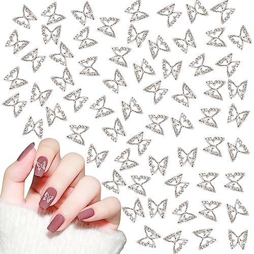 Schmetterling Nagel Charms,100 Stück 3D Metall Schmetterlings Nailart Anhänger,Nail Art Zubehör Legierung Schmetterling Strasssteine für Nagel Kunst Dekorations Nail Art Schmuckherstellung von OTKARXUS