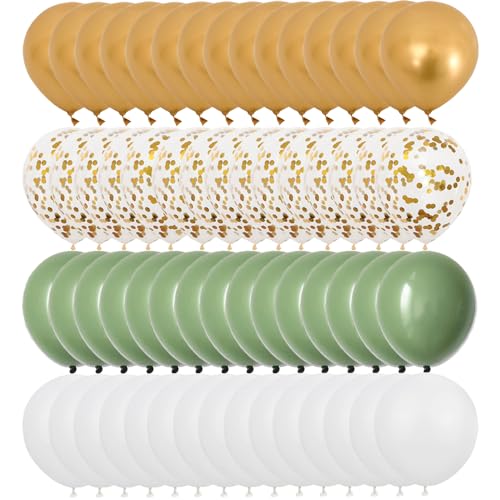 Metallic-Gold-Luftballons, 60 Stück, salbeigrün und weiß, Konfetti-Ballons für Partys 30,5 cm von OTMVicor