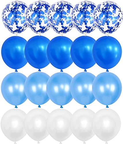 OTMVicor Blaue Luftballons, 20 Stück hellblau-weiße Luftballons, 30,5 cm, blaue Konfetti-Ballons für Partys von OTMVicor