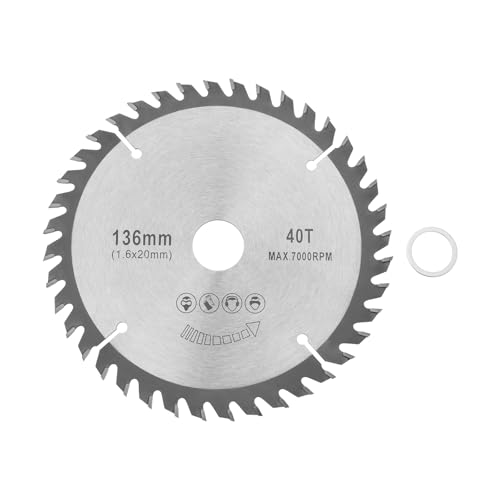 OTOTEC TCT Spezial-Kreissägeblatt, 136 x 20 x 1,6 mm, 40 Zähne, kompatibel mit Makita DSS501Z, max. 7000 U/min, zum Schneiden von Holz, Kunststoff, Aluminium, Kupfer, 1 Set von OTOTEC