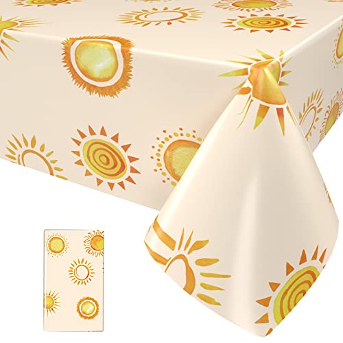 OTTPL Boho Sun Tablecloth 1 Piece for Birthday Party, First Trip Around The Sun Party Disposable Plastic Rectangular Table Cover for Kids Boys Girls Baby Shower Decoration 54X108inch von OTTPL