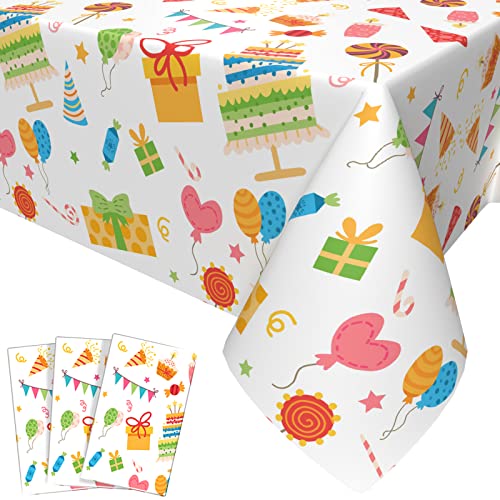 OTTPL 3 Stück Gift Cake Luftballon Tischdecken Deko, Thema Party Zubehör, Buntes Tischdecken Die Baby Shower Boys Kids Geburtstag Party Tischdecken Supplies Rechteck 54x108 Zoll von OTTPL