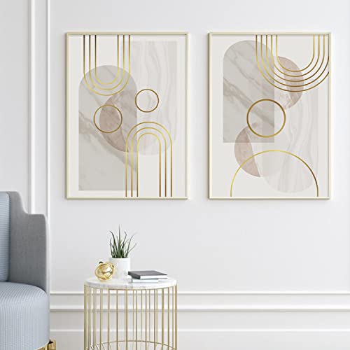 Abstrakte moderne Blockfarbe Wand Bilder geometrische Marmorierung Gold Leinwand Bild Poster minimalistische Bilder Heimdekoration 40 x 60 cm x 2 ungerahmt von OTURRI