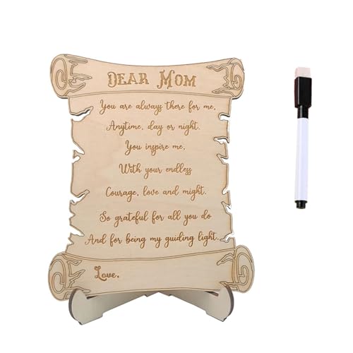 OUBEIDUO Handgefertigte Muttertags-Dekoration aus Holz, Aufschrift "Appreciate Mom", Tischdekoration, Teller, Schild, Büro, Schlafzimmer, Heimdekoration von OUBEIDUO