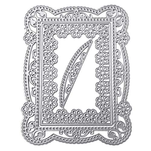 OUBEIDUO Metall-Stanzformen, Blumen-Metall-Stanzform, Hochzeit, quadratische Spitzenbordüre, Stanzschablonen von OUBEIDUO