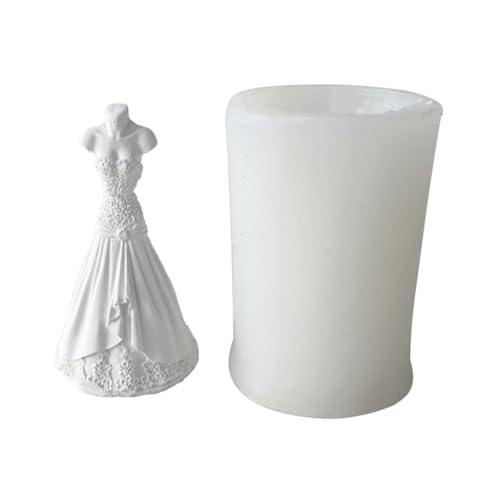 Uqezagpa Silikonformen für Harz, 3D-Brautkleid, Silikon-Kerzenform, Hochzeitskleid, Harzgussform für Epoxid-Fondant, Hochzeitsdekorationen von OUBEIDUO