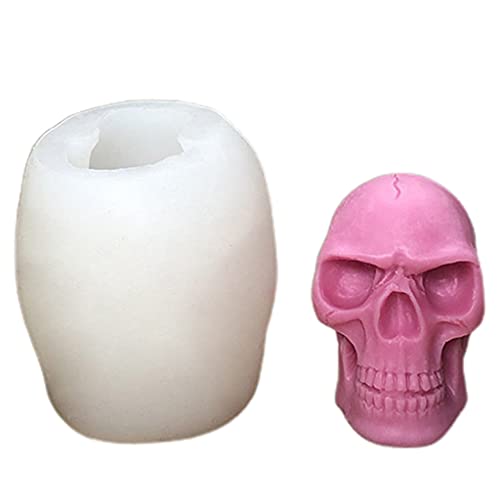 Uqezagpa Silikonformen für Harz, 3D-Totenkopf-Silikonform für Halloween, Kerzenherstellung, handgefertigte Form von OUBEIDUO