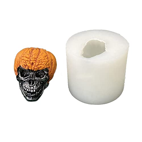 Uqezagpa Silikonformen für Harz, Halloween, 3D-Totenkopf-Kerzenformen, Kürbis-Silikon-Kerzenformen, 3D-Kerzenformen, Seife, Kuchenform, Backformen von OUBEIDUO