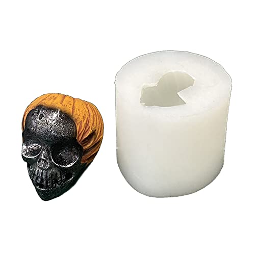 Uqezagpa Silikonformen für Harz, Halloween, 3D-Totenkopf-Kerzenformen, Kürbis-Silikon-Kerzenformen, 3D-Kerzenformen, Seife, Kuchenform, Backformen von OUBEIDUO