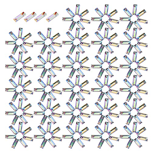 200 Stück Flatback-Acrylharz Zum Nähen, Glänzender Kristall mit Loch, Bastelzubehör (6 * 17,5 mm langer Streifen) von OUCRIY