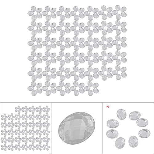 200 Stück Flatback-Acrylharz Zum Nähen, Glänzender Kristall mit Loch, Bastelzubehör (8 * 10mm elliptisches Netz) von OUCRIY