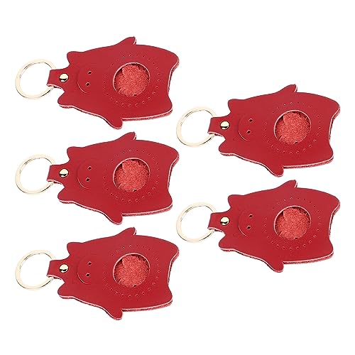 5 Sets Leder-Schlüsselanhänger-Set, Niedliche Cartoon-Piggy-Form, DIY-Leder-Schlüsselanhänger-Rohlinge Zum Basteln, Lederarbeiten (Rot) von OUCRIY