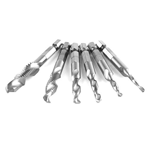 Bohrer-Bits, 6-teilig, M3, M10, Schnellarbeitsstahl, Sechskantschaft, Kombinationsschrauben-Bohrer-Set, Hardware-Werkzeug (Zwei-in-eins-Gewindebohrer HSS4341 (weiße Raute)) von OUCRIY