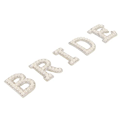 Englischer Aufnäher mit Buchstabe BRIDE Zum Aufbügeln, Glitzernde Perlen-Strass-Applikation für Kleidung von OUCRIY