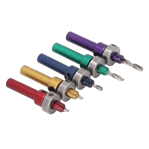 Holzbearbeitung Countersink -Bohrer -Set, Legierungsloch -Lochschneider mit Tiefenstopp, 5pcs für Schreinerei, Holzbearbeitung, Kunststoffe von OUCRIY