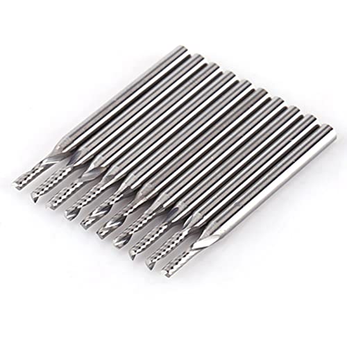 , Industrie Freze Uçları 10Pcs 1/8 Schaft Wolfram Hartmetall-schaftfräser Cnc Gravur Werkzeuge Einzigen Flöte Spirale Bit Freze Ucusingle Cutter Grate Mdf Pvc von OUCRIY