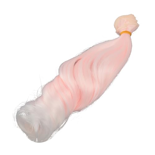 OUCRIY Baumwollpuppenperücke, Rosa, Weißer Farbverlauf, Hohe Temperatur, Weiche Seide, Langes Lockiges Haar für Puppen-Styling, 25 cm Länge, 1 M Breite (Roman Curly) von OUCRIY