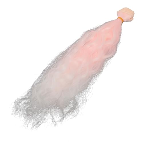 OUCRIY Baumwollpuppenperücke, Rosa, Weißer Farbverlauf, Hohe Temperatur, Weiche Seide, Langes Lockiges Haar für Puppen-Styling, 25 cm Länge, 1 M Breite (Wellig, lockig) von OUCRIY