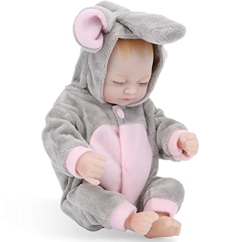 OUCRIY Mini-Babypuppe, Lebensechtes Silikon, Schließende Augen, Badespielzeug, Mädchenpuppenspielzeug für Neugeborene (Baby) von OUCRIY