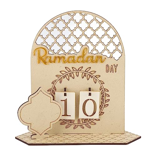 Ramadan Countdown-Kalender aus Holz, dekoratives Ornament, DIY-Eid-Kalender für Zuhause, Party, Urlaub (A) von OUCRIY