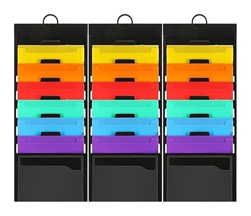 Hängende Aktenordner mit 6 Fächern, 91,4 cm – mehrfarbig, Hängeordner, Hängeordner im Briefformat, farbige Aktenordner, Hängetaschendiagramm, Aktentaschendiagramm(Colorful 3pcs) von OUDILIAN