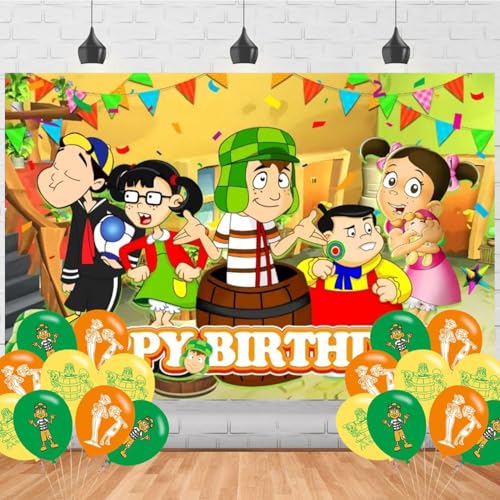 El Chavo Del Ocho Geburtstagsparty-Hintergrund, El Chavo Del Ocho Geburtstagsparty-Dekoration, El Chavo Del Ocho Happy Birthday Banner Shooting Foto Hintergründe Requisiten für Jungen und Mädchen von OUDINI