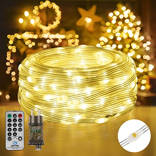 Lichterkette aussen 10M, 100LED 8Modi Lichterkette Weihnachtsbaum IP67 Wetterfest Weihnachtsbeleuchtung warmweiß lichterkette kinderzimmer Dekoration halloween von OUILA