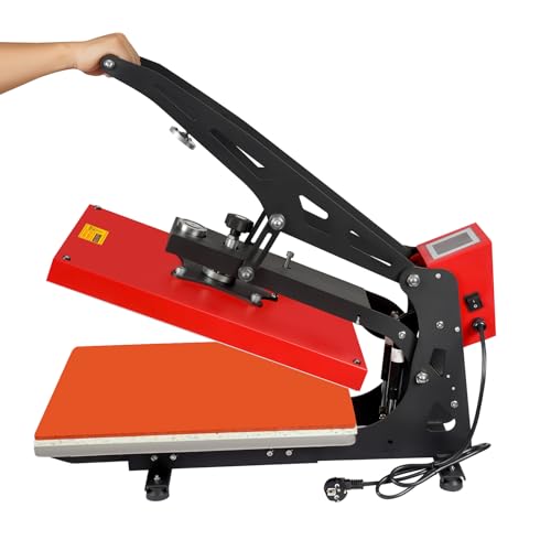 OUKANING Transferpresse 40x50cm T-shirt Presse Maschine 2500W Heißpresse Maschine Hitzepresse Maschine mit Digitaler LED-Temperatur- und Zeit controller DIY Sublimationspresse Heat Press (Rot) von OUKANING