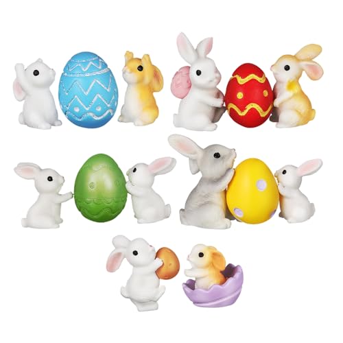 OUNONA 1 Satz Osterpuppe Osterhasen Figuren Süße Hasen Figuren Hasen für Ostern Osterfest Dekoration frühlingsdeko Kaninchen klein Miniaturstatuen Minihase Hasen-Ornamente Mini-Hase Harz von OUNONA