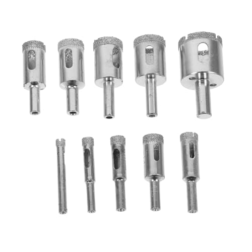 OUNONA 10Er Set Glasbohrer Bohrer für Keramik Bohrer zum Schneiden von Glas Steinbohrer für Beton Metallbohrer für Beton Marmorbohrer Porzellanbohrer Keramikbohrer legierter Stahl Silver von OUNONA