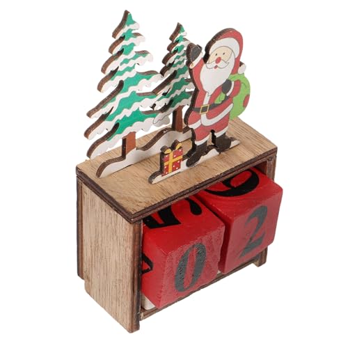 OUNONA 3St leuchtender Santa Countdown-Block weihnachtsmann adventskalender Krippendekoration bürodeko büro dekoration Tischkalender aus Holz weihnachtskalender dekor von OUNONA