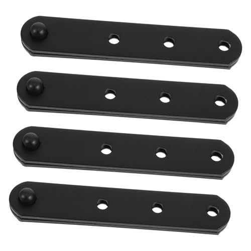 OUNONA 4 Stück Scharnier schwarzer Metallzaun Metallhalterungen für Holztisch Reparaturplatte aus Edelstahl gerade flache Klammer Zaunhalterung 4pcs Black von OUNONA