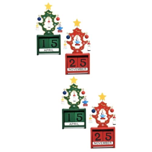 OUNONA 4 Stück weihnachtsdekoration ornamente Kinderkalender Weihnachts-Countdown- kinder weihnachtsdeko tischkalender desk calendar weihnachtskalender aus Holz Hölzern von OUNONA