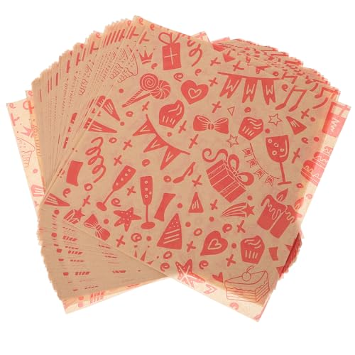 OUNONA 50 Blatt Ölbeständiges Tamponpapier grillpapier Hamburgerpapier Essensverpackung Burgerwickelpapier Lebensmittelpapier wickeln Serviertabletts aus Papier Backpapier Geschenkpapier von OUNONA