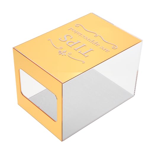 OUNONA Kasten Trinkgeldbox Glas wechseln Tombolaglas Gelddose zum Sparen von Bargeld Trinkgeldglas mit Schloss Spende Dose Geldbank Geld Trinkgeld Glas Acryl Golden OUNONA Kasten Trinkgeldbox Glas wechseln Tombolaglas Gelddose zum Sparen von Bargeld Trinkgeldglas mit Schloss Spende Dose Geldbank Geld Trinkgeld Glas Acryl Golden von OUNONA