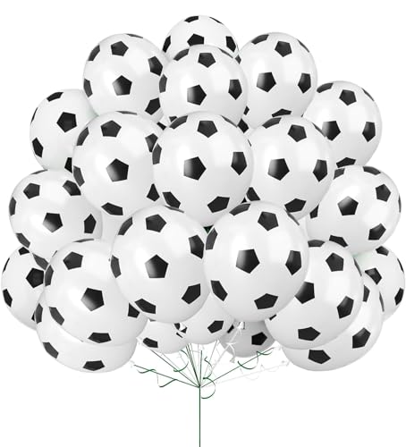 48pcs Fußball Luftballons,Fussball Geburtstag Deko,Latex Fußball Ballons,Fußball Thema Luftballons,Latex Luftballons Fußball Bedruckte,Fußball Sport Thema Party Dekoration von OUOQI