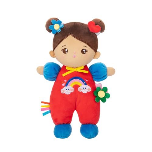 OUOZZZ Baby Puppe, Weiche Stoffpuppe mit Kleidung, Bräunen Latino Mini-Puppe Kuschelpuppe für Kinder ab 3 Monaten - Baby Geschenk zur Geburt Mädchen Jungen, 25cm von OUOZZZ