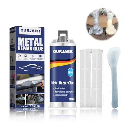 Metallkleber, Klebstoff für Metall, Metallkleber Extra Stark, 100ml Starker Kleber für Metall, Magisches Schweißen Kleber, Plastik, Aluminium, Edelstahl, Schweißen Reparatur von Autokunststoff von OURJAER