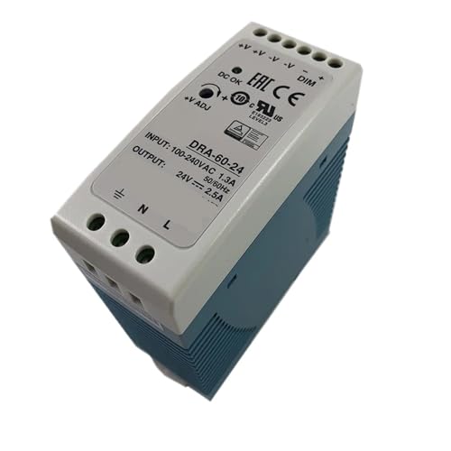 OURNXI Schaltnetzteil DRA-60-24 60 W 24 V Konstantstrom einstellbares DIN-Schienen-Netzteil 110 V/220 VAC auf 24 VDC 2,5 A-Modul DIN-Schiene von OURNXI