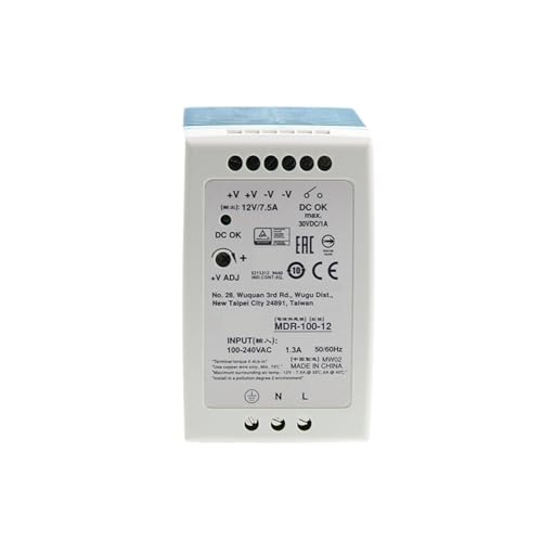 OURNXI Schaltnetzteil MDR-100-12 90W 12V DIN-Schienen-Schaltnetzteil 110V/220VAC auf 12V DC 7,5A Netzteil PSU SMPS Transformator DIN-Schiene von OURNXI