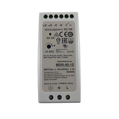 OURNXI Schaltnetzteil MDR-40-12 40 W 12 V DIN-Schienen-Schaltnetzteil 110 V/220 VAC auf 12 V DC 3,33 A Netzteil PSU SMPS Transformator DIN-Schiene von OURNXI