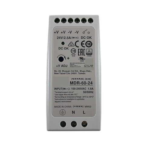 OURNXI Schaltnetzteil MDR-60-24 60 W 24 V DIN-Schienen-Schaltnetzteil 110 V/220 V AC auf 24 V DC 2,5 A Netzteil PSU SMPS Transformator DIN-Schiene von OURNXI